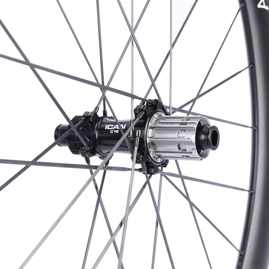 ICAN Aeris 50 disc carbone spoke wheelset 45T ratchet